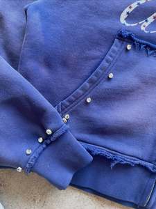 Sudadera con Capucha Personalizada para Hombre, con Efecto Desgastado por el Sol, con Pedrería y Estampado, Sudadera con Capucha de Felpa Francesa Gruesa con Cremallera para Hombre - Product Image 5