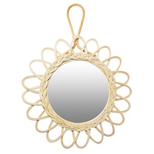 La mejor colección de espejos de pared planos de lujo modernos Art Deco Decoración para el hogar Ratán natural para dormitorio Baño Sala de estar de vidrio - Product Image 1