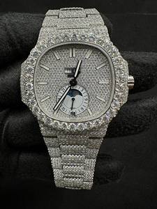 Moissanite Watch Luxury Moissanite Watch Moissanite Diamond Watch Vvs1 Iced Out Pass Diamond Tester <b>Men</b> Skeleton Custom Bezel - Product Image 5