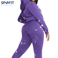 Survêtement de sport d'hiver élégant pour femme, grande taille, couleur personnalisée, broderie de strass, imprimé sur le devant, idéal pour l'entraînement