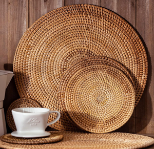 Handwoven Natural Rattan Round <b>Placemat</b> Eco Friendly Boho <b>Table</b> Mat for <b>Dining</b> <b>Table</b>, Coffee and Tea Setting from Vietnam - Product Image 4