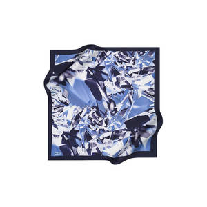 Navy Blue Polyester <b>Square</b> <b>Scarf</b> with Geometric Pattern - Product Image 1
