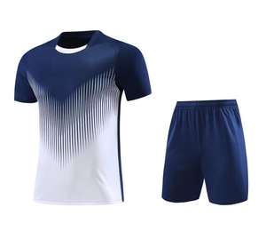 Ensemble de maillot et short de football personnalisé pour homme, respirant, séchage rapide, anti-UV, extensible dans quatre directions, dégradé blanc marine, uniforme d'entraînement - Product Image 3