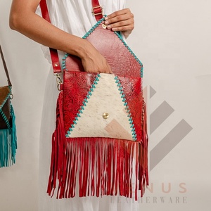 Boho กระเป๋าสะพายหนังวัวขนสัตว์สำหรับผู้หญิงกระเป๋าถือสายเดี่ยวแบบพกพาแกะสลักเครื่องมือแบบพกพาสำหรับฤดูร้อน - Product Image 4