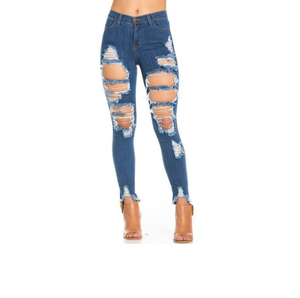 Gran oferta de ropa de mujer, pantalones vaqueros cortos de pierna ancha con cintura elástica de gran tamaño, pantalones vaqueros rasgados con bolsillo de verano del proveedor BD - Product Image 1