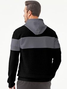Women's Lightweight <b>Waffle</b> Knit Hooded Pullover Sweatshirt Long Sleeve Winter Solid Windproof Pocket ODM Fabric - Product Image 2