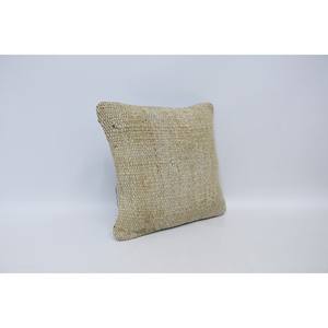 <b>Beige</b> Kantha Patchwork Wool Pillow 16x16 Inch Decorative <b>Cushion</b> Woven Embroidered Vintage Print Square Portable Bedding Floor - Product Image 3