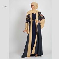 Eid Wear Ramadan Filles Fantaisie Abaya Avec Hijab Imprimé Dubaï Style Musulman Islamique Robe Dames Respirant Abayas Vente en Gros