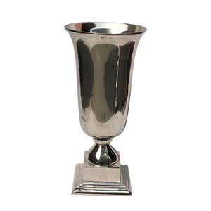 Jarrón de Flores de Aluminio Plateado de Primera Calidad, Estilo Antiguo, Forma de Cáliz, Decoración para el Hogar, Centro de Mesa para Bodas, Jarrón Brillante - Product Image 5