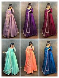 Robe en soie lourde Fendy avec broderie exquise robe élégante et ensemble Dupatta pour les réceptions de mariage et les événements de fête - Product Image 5