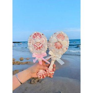 Miroir à main artisanal avec de vraies coquilles, charmant article cadeau nautique pour sacs de maquillage ou accessoires de voyage de plage - Product Image 3