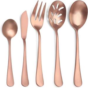 Ensemble en acier inoxydable de 6 couverts fourchette plaqué or idéal pour les ustensiles de cuisine cadeaux de table usage domestique couverts à long manche - Product Image 6