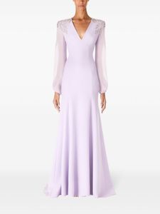 Robe maxi à manches longues et col en V, antistatique, silhouette élégante en A, pour mariages, bals, soirées et réunions - Product Image 5