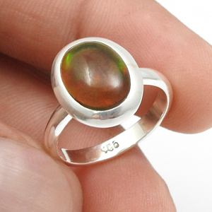 Élégant Ovale Forme Naturel Noir Opale Gemme Solide 925 Bagues En Argent Sterling Fine À La Mode Pierre De Naissance Bijoux Pour Cadeaux - Product Image 1