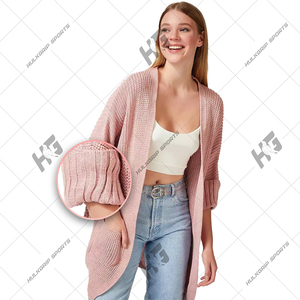 เสื้อโค้ทถักยาวลำลองสำหรับผู้หญิงเสื้อกันหนาวหนาทึบเสื้อคาร์ดิแกนทรงหลวมมีกระเป๋าสไตล์ใหม่คอวีสำหรับฤดูใบไม้ร่วงฤดูหนาว - Product Image 1