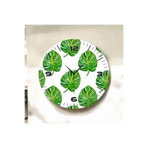 Reloj de pared de mesa de madera silencioso de 50cm con patrón de hoja blanca y producto de regalo con estampado de números - Product Image 4
