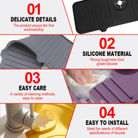 Tapis de protection d'évier en silicone pliable, tapis antidérapant pour robinet, tapis de drainage rapide pour vaisselle, accessoires de cuisine