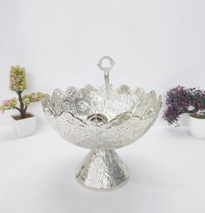 แท่นวางโชว์ชามผลไม้แฟนซีแผ่นอลูมิเนียมนิกเกิล100% ดีที่สุดจากผู้ผลิตอินเดีย - Product Image 2