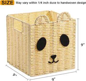Panier de rangement pour enfants en corde de papier tissée en forme de panda naturel, mignon - Product Image 5