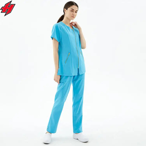Polyester extensible doux Spandex haut chirurgical unisexe pantalon hôpital de beauté uniforme médical soins infirmiers gommages costume gommages ensembles - Product Image 1