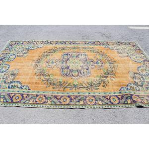 Tapis turc 5,7 x 9,6 pieds, grand tapis vintage, tapis ombré orange - Product Image 2