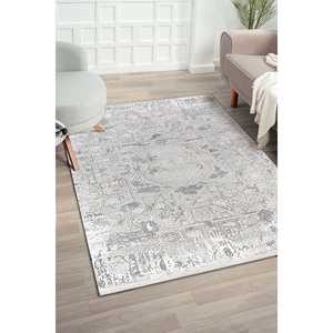 Zett ZE005 Blanc Tapis en Polyester Doux Longue Durée Motif de Couloir Rectangle Fait Main pour Salon et Chambre - Product Image 1