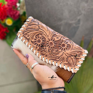 Portefeuille en cuir de vachette occidentale à usages multiples pour femmes, étui de téléphone avec pochette usinée à la main, nouvel arrivage - Product Image 1
