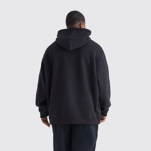 Sudadera con capucha de lana de algodón 100% para hombre, Sudadera negra de talla grande con estampado en relieve personalizado, temporada de invierno, bordado Technics Pakistán - Product Image 3