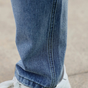 Pantalones Vaqueros de Mezclilla para Hombre de Alta Calidad al por Mayor, 100% Algodón, Corte Ajustado, Vaqueros Rectos Lavados, Vaqueros Azules Modernos para Hombre - Product Image 3