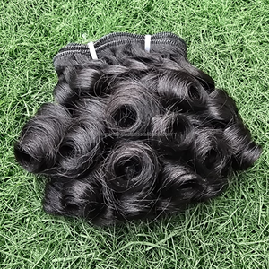 Luxury Human Hair Extensions Double Weft Machine Fumy Curly Hair Bundles Indonesian Virgin Remy Hair Cuticle Aligned <b>Tangled</b> - Product Image 4