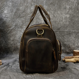 Bolsa de lona de viaje de cuero a la moda, bandolera impermeable para gimnasio, deportes, fin de semana, bolso de noche con cierre de cremallera para hombres y mujeres - Product Image 6