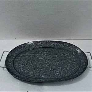 Plat à pizza ovale en métal blanc foncé à pois, résistant aux hautes températures, design industriel, 28/30 cm, VISHAL HANDICRAFT, produit OEM - Product Image 4