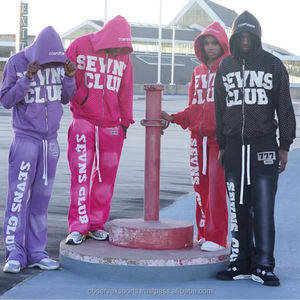 Ensemble sweat à capuche et pantalon de survêtement unisexe personnalisé Streetwear respirant pantalon de jogging multicolore à la chaleur hivernale lourde - Product Image 2