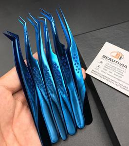 แหนบต่อขนตาพลาสม่าสีฟ้าพิมพ์ลายดาวปรับแต่งได้อุปกรณ์แต่งขนตาแบบมืออาชีพทำจากสเตนเลสอย่างยั่งยืน - Product Image 4