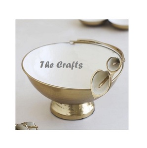 Stainless Steel <b>White</b> And Gold Color Decorative <b>Bowl</b> With Finest Quality Chocolates Dry Fruits <b>Bowl</b> For Sale - Product Image 2