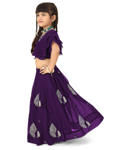Shoryam Fashion Kids Georgette Lehenga Choli Tenue traditionnelle indienne pour filles, broderie florale, pour mariage et fête, longueur au sol, entièrement - Product Image 4