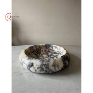 Bol de service alimentaire en marbre Style japonais fait à la main forme ronde aspect attrayant table mariage et fêtes bol de service fournitures - Product Image 3