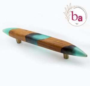 Poignées de porte en résine bleue faites à la main, poignées de tiroir en métal pour commode de cuisine, poignées de meubles pour diverses utilisations - Product Image 2