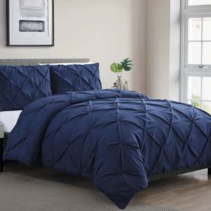 Set Copripiumino Vcny Home Carmen 3 Pezzi Queen Size con Arricciature, Tinta Unita Blu Navy, con Funzione Rinfrescante, 3 Pezzi - Product Image 2