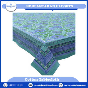 Nappe en coton design moderne blanc avec bloc à la main imprimé au prix de gros Nouveau fabricant indien - Product Image 2