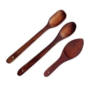 Eco-friendly 3 pcs Soft Grip Non-toxic Natural Teak <b>Wooden</b> <b>Spatula</b> Spoons Set For Cooking Non-Stick Pan Utensils Tools - Product Image 4