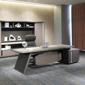 Modern Luxury Wooden Executive <b>Office</b> Desk L Shaped Boss Manager <b>Table</b> Ergonomic CEO Furniture High Quality MDF - Product Image 1