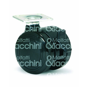 ROUE POLYAMIDE article n ° 1. 172BIS enduit en polyuréthane avec plaque noire et frein - Product Image 1