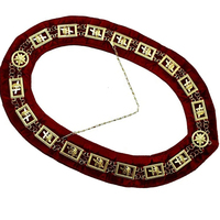 Maçonnique Regalia chevaliers templiers chaîne en métal collier bijoux en or avec velours rouge bijoux de vêtements de la plus haute qualité