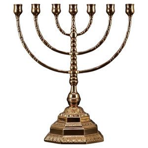 Décoration de maison et candélabre religieux centre de table menorah traditionnel 7 branches en laiton menorah bougeoir prix abordable - Product Image 6