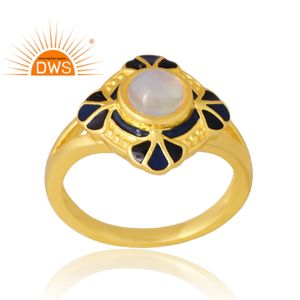 แหวนพลอยโอปอลและเคลือบฟันธรรมชาติชุบทอง18K 925เงินสเตอร์ลิงเครื่องประดับที่กำหนดเองสำหรับผู้หญิงของขวัญสำหรับ H - Product Image 1