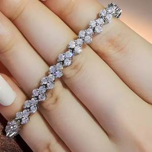 Pulsera de piedra de circón de plata 925 para mujer Idea de regalo de aniversario chapado en rodio para niñas - Product Image 2