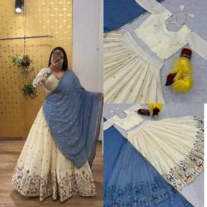 Collection spéciale Navratri : Ensemble de lehenga choli en coton pour femmes avec dupatta, pour mariage et fête, style traditionnel, séchage rapide - Product Image 3