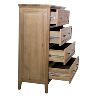 Commode haute ADELA Vietnam Factory, best-seller, en bois massif, 4 tiroirs, contemporaine, écologique, durable, prête à assembler, pour chambre à coucher