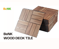 Dalles de terrasse en bois d'acacia emboîtables 300x300mm, texture parquet, style moderne classique, antidérapantes, isolation thermique – Vente chaude